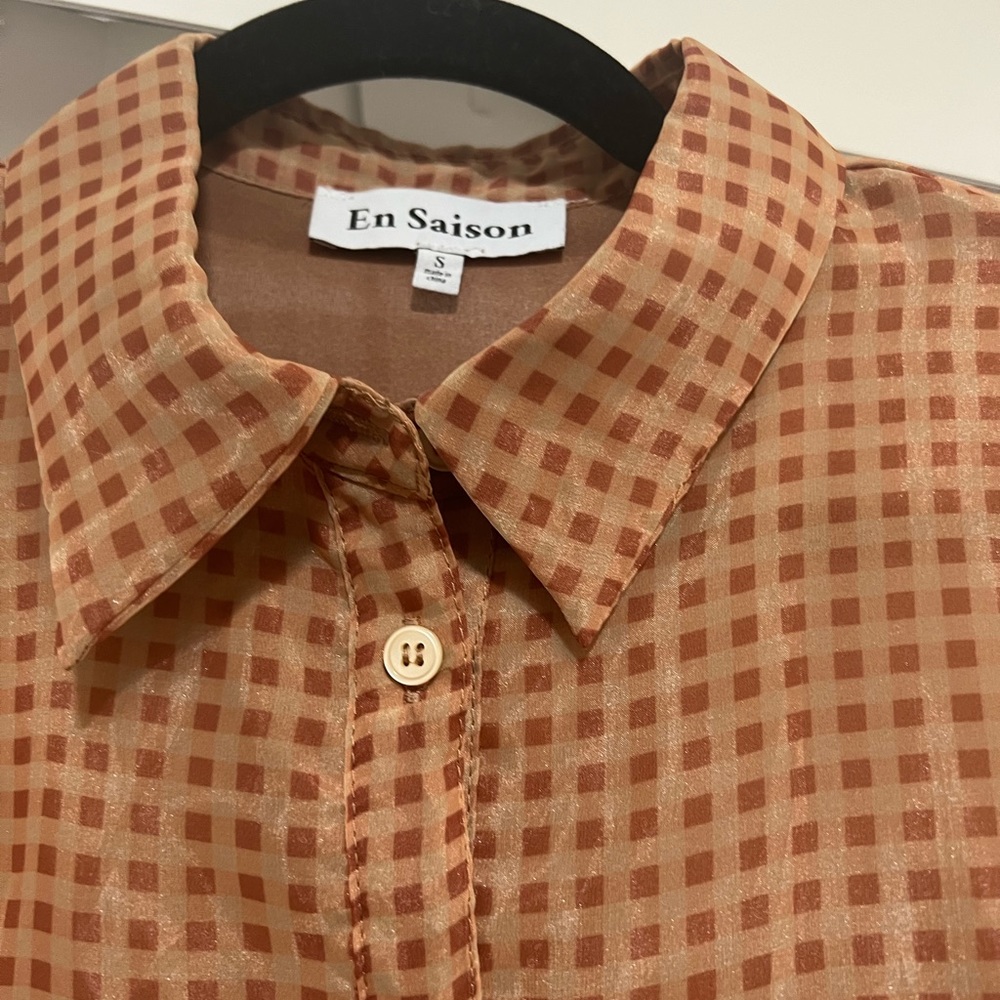 Plaid puffed sleeve En Saison mini size SMALL